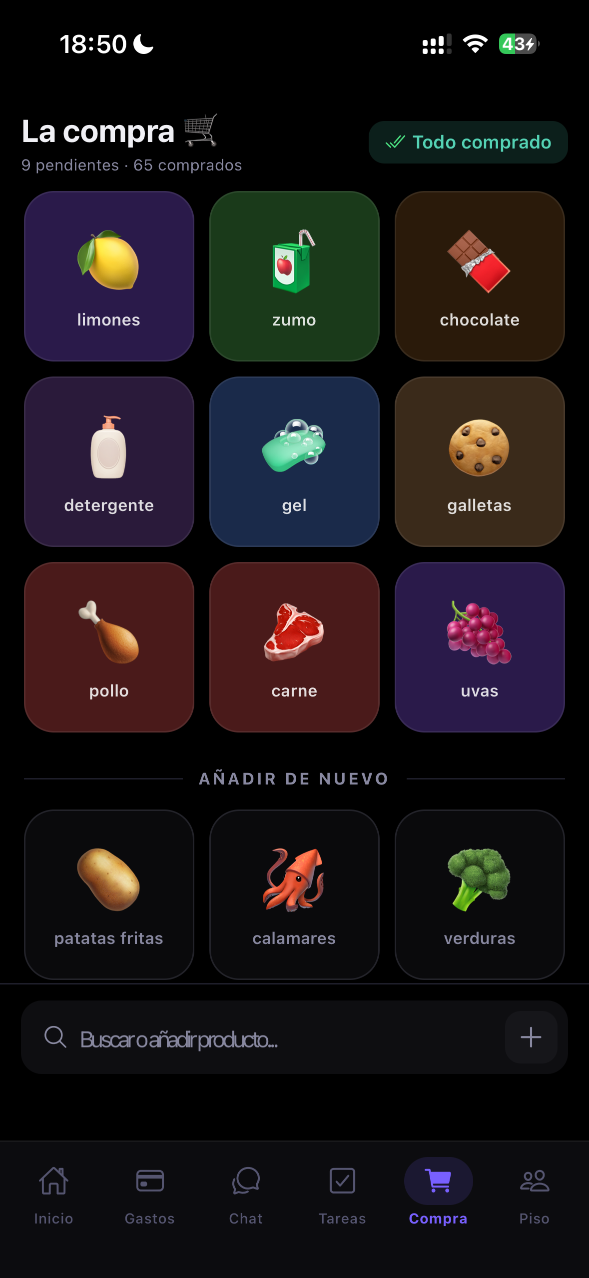 Lista de la compra en Roomzy