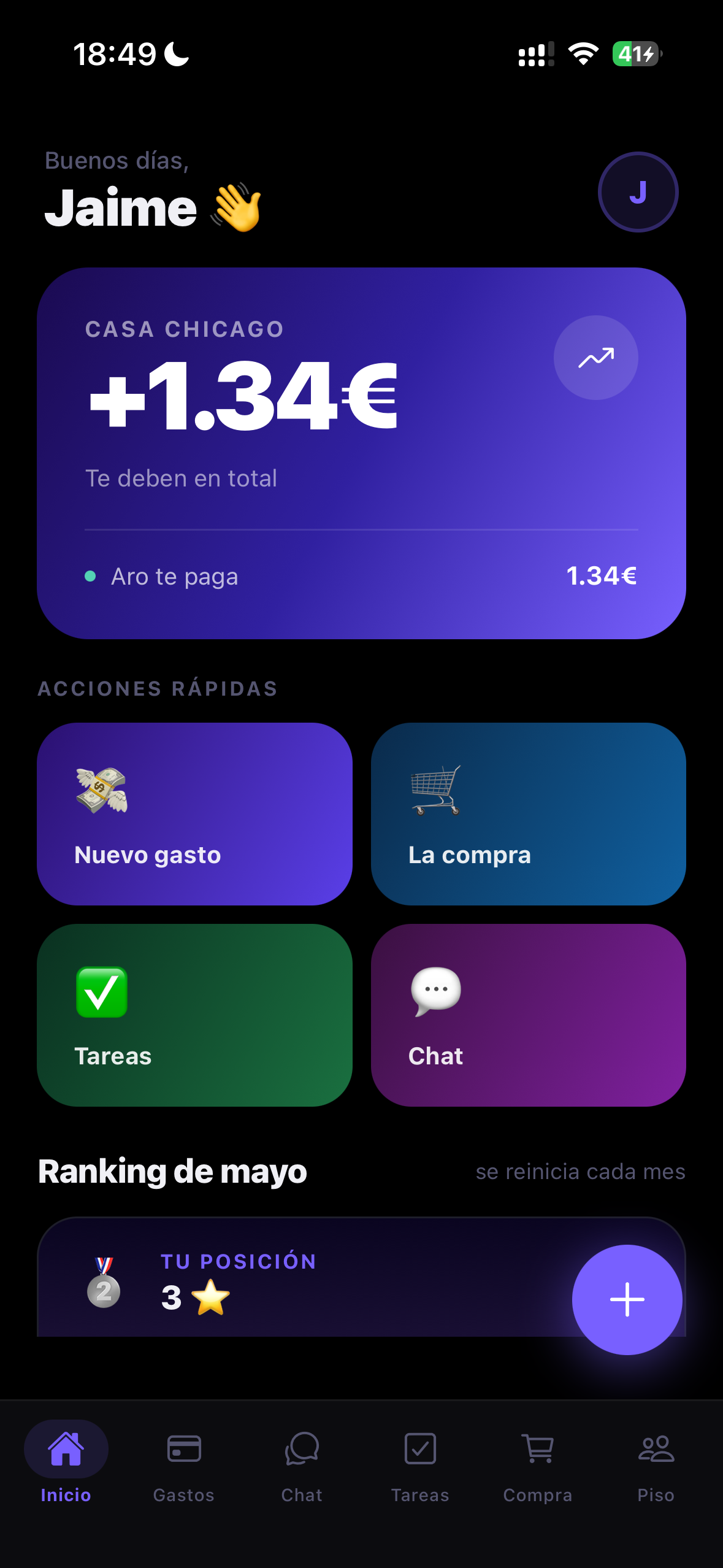 Pantalla principal de Roomzy