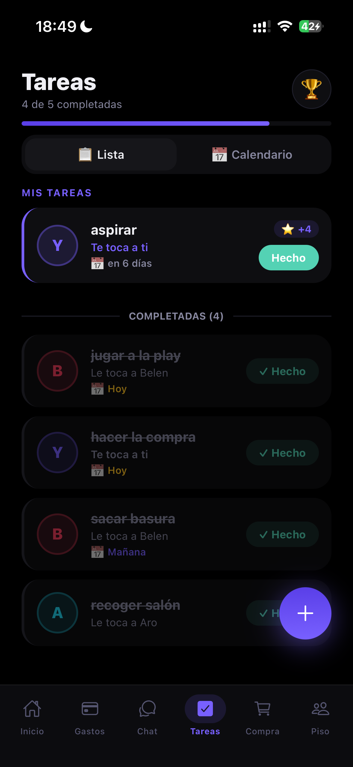 Tareas del piso en Roomzy